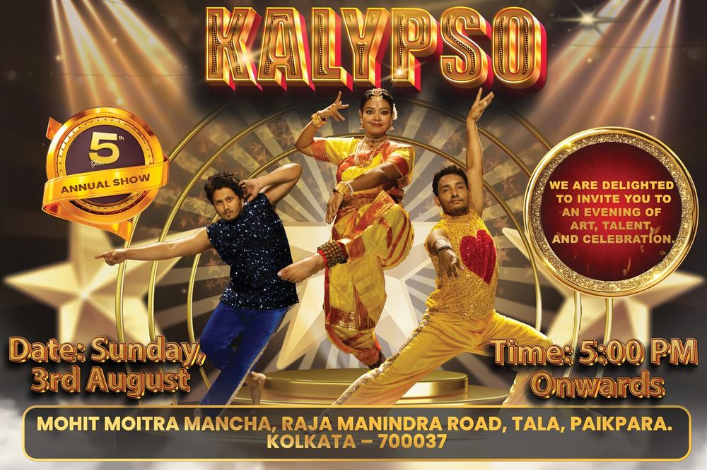 Kalypso 5th Annual Show poster with three dancers performing on stage